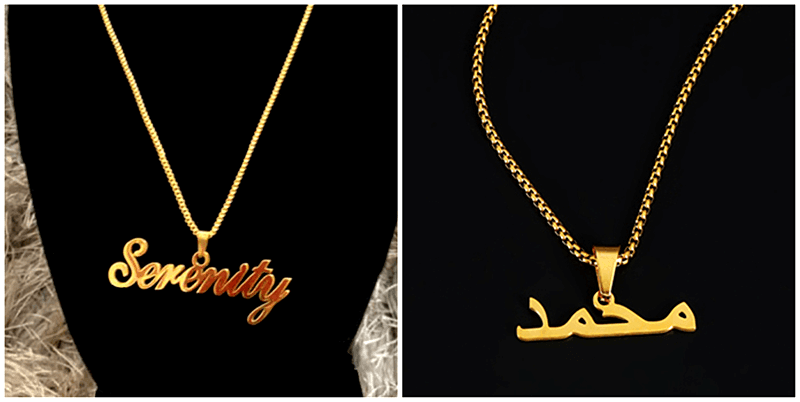 wholesale sterling silver name necklace manufacturers gold arabic nameplate necklace with box chain vendors 